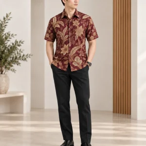 warisan merah men's batik shirt